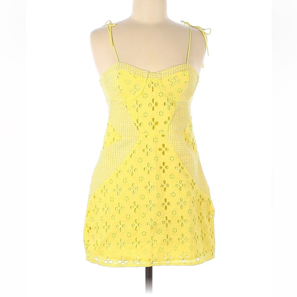 For Love Bell yellow dress fits like a small but says Large. Worn once